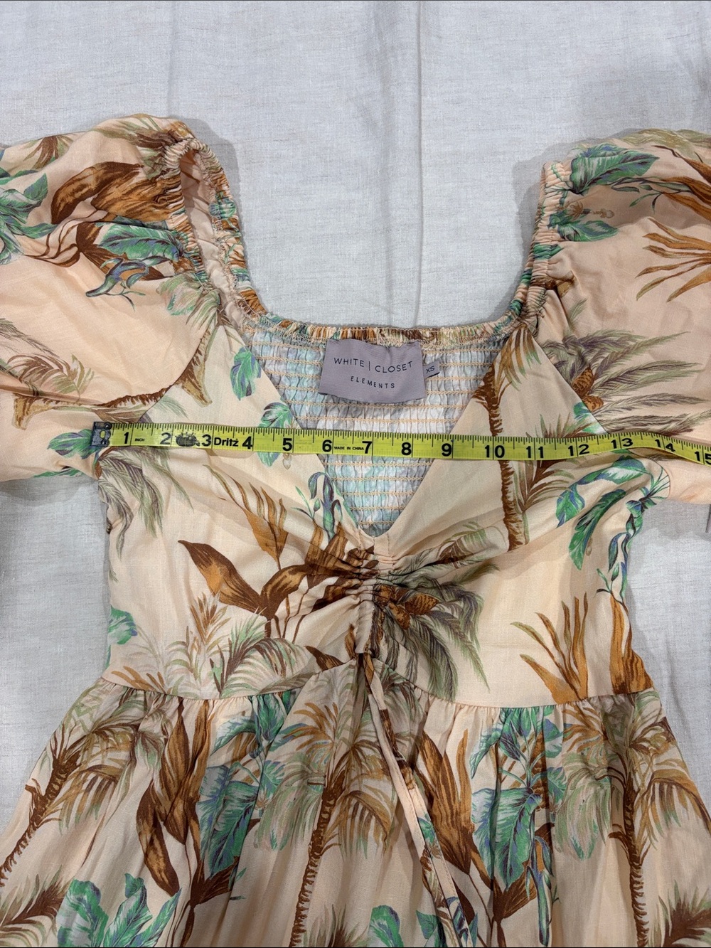 White Closet Cream Tropical Tie-Front Mini Dress - Picture 9 of 13